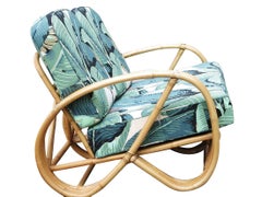 Restored 3/4 Round Pretzel Three-Strand Rattan Loveseat