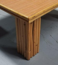 Restored 3' Foot Wide Rattan Coffee Table W/ Formica Top