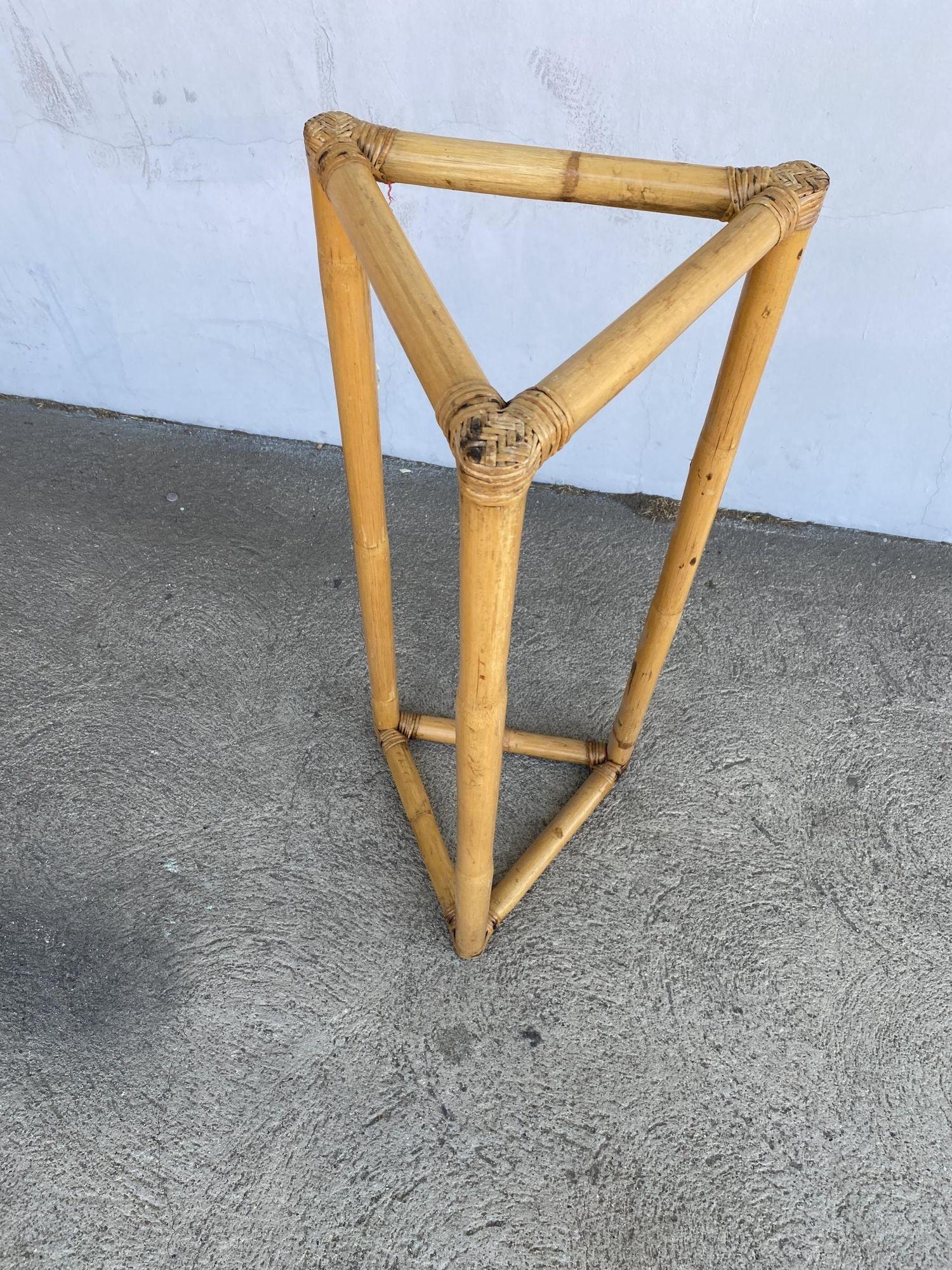 Restored 3-Point Rattan Single-Strand Plant Stand For Sale 2