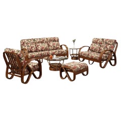 Restored 3-Strand 3/4 Pretzel "Kauai" Rattan Living Room Set - 6 Pieces
