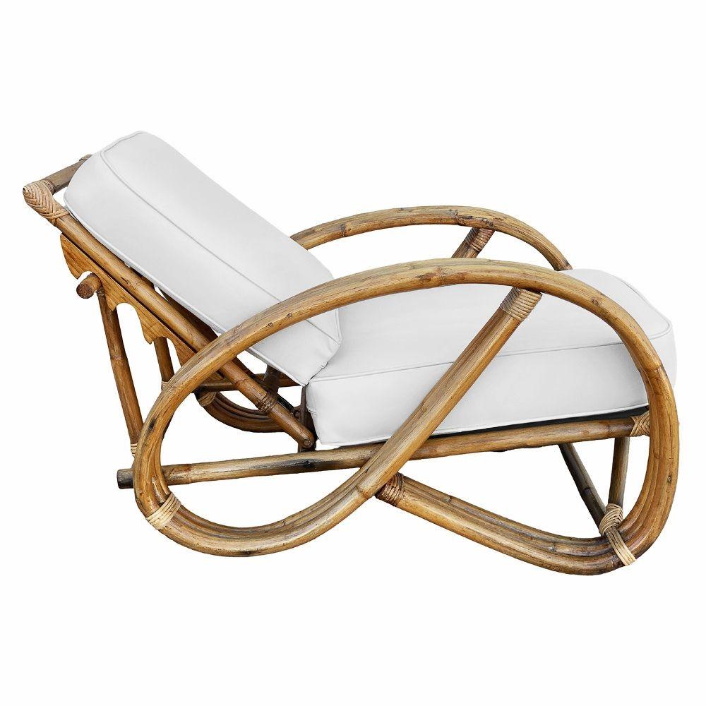Paire de fauteuils de salon inclinables réglables en rotin à 3 brins 3/4 Pretzel restaurés en vente 3