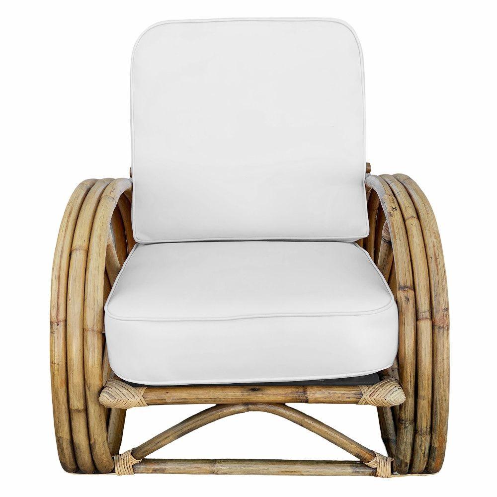 Mid-Century Modern Paire de fauteuils de salon inclinables réglables en rotin à 3 brins 3/4 Pretzel restaurés en vente