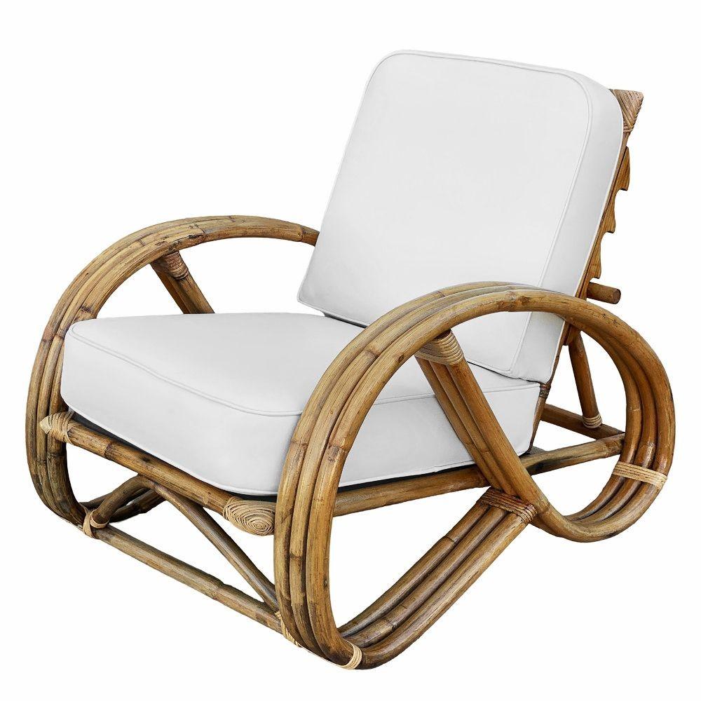 Américain Paire de fauteuils de salon inclinables réglables en rotin à 3 brins 3/4 Pretzel restaurés en vente