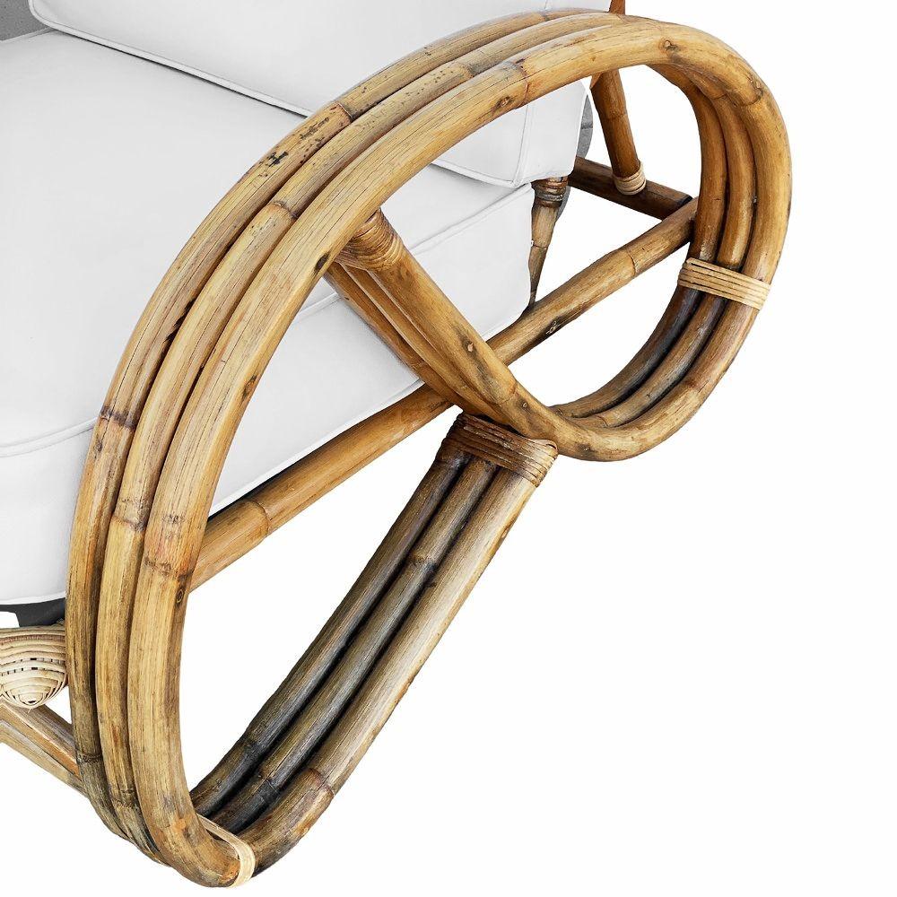 Paire de fauteuils de salon inclinables réglables en rotin à 3 brins 3/4 Pretzel restaurés Excellent état - En vente à Van Nuys, CA