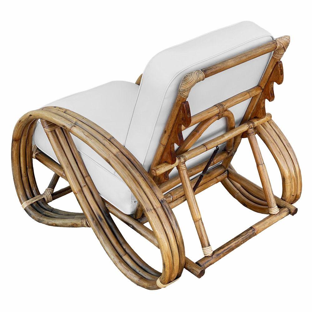 Milieu du XXe siècle Paire de fauteuils de salon inclinables réglables en rotin à 3 brins 3/4 Pretzel restaurés en vente