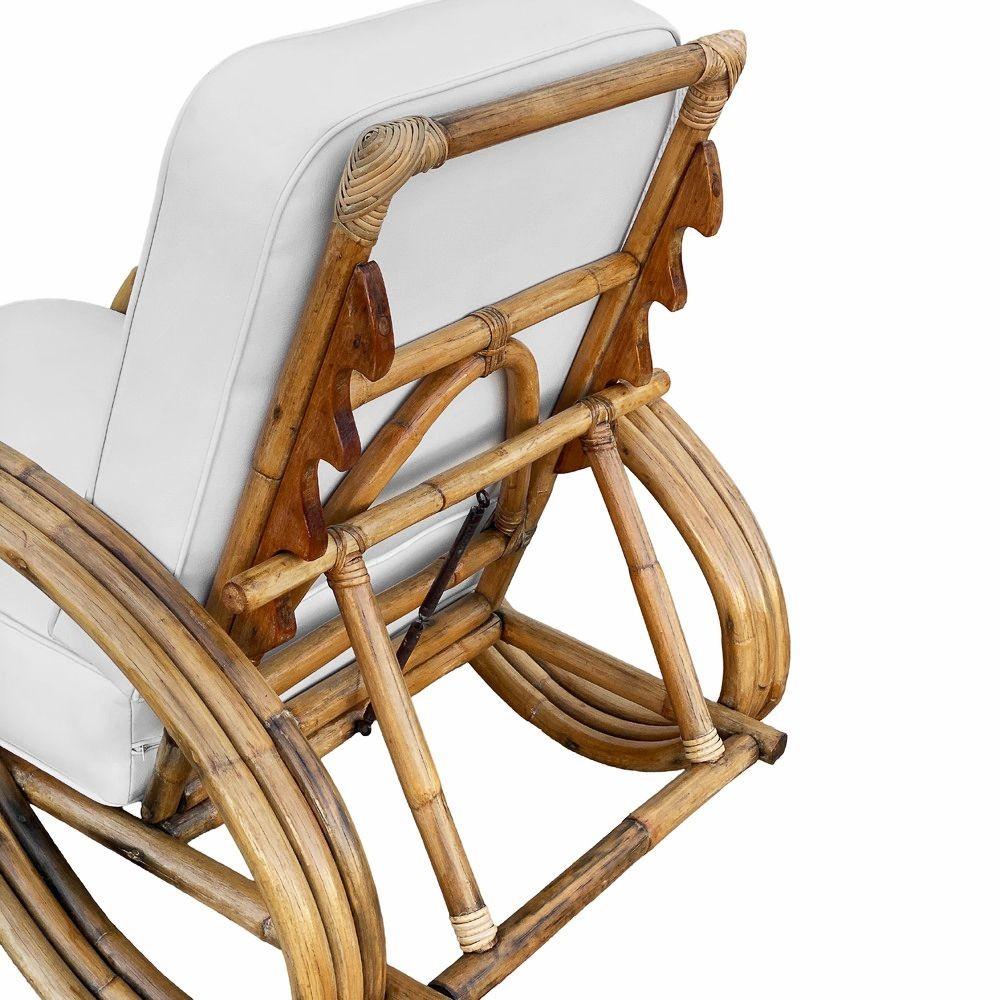 Tissu Paire de fauteuils de salon inclinables réglables en rotin à 3 brins 3/4 Pretzel restaurés en vente