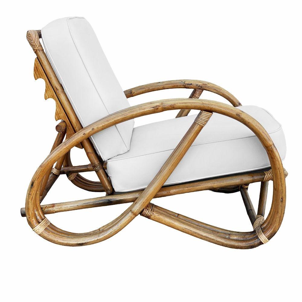 Paire de fauteuils de salon inclinables réglables en rotin à 3 brins 3/4 Pretzel restaurés en vente 1