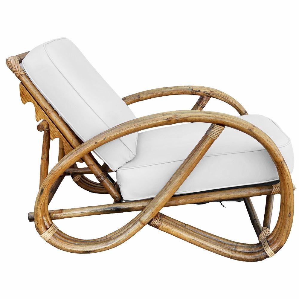 Paire de fauteuils de salon inclinables réglables en rotin à 3 brins 3/4 Pretzel restaurés en vente 2