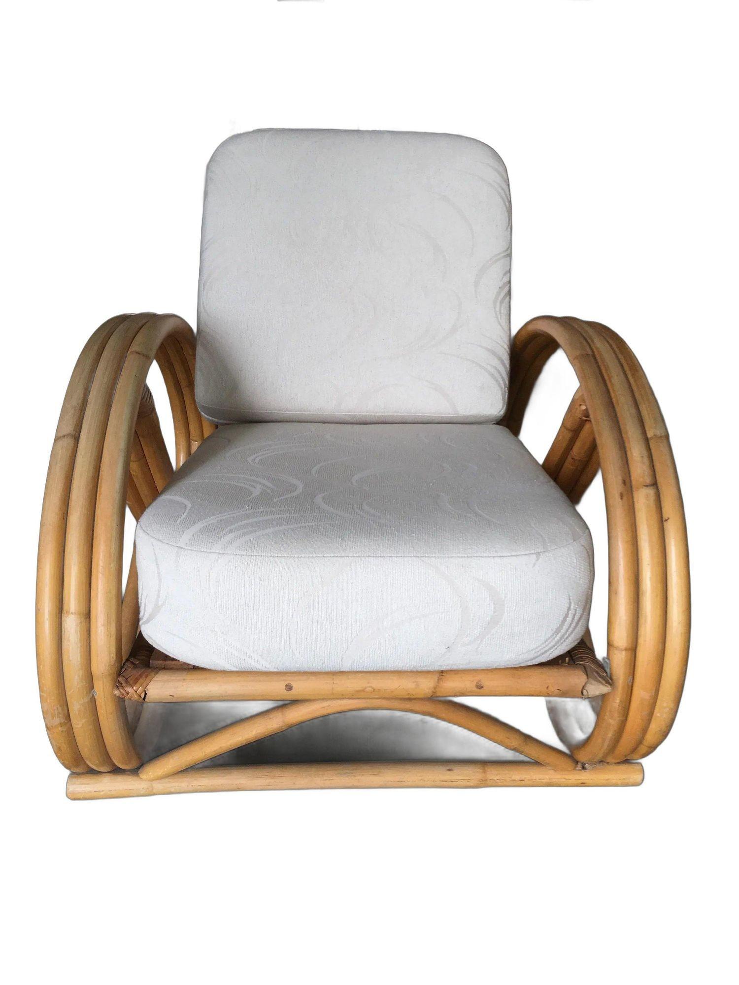 Chaise longue inclinable en rotin 3 brins 3/4 Pretzel restaurée avec dossier réglable Excellent état - En vente à Van Nuys, CA