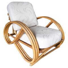 Restored 3-Strand 3/4 Pretzel Rattan Reclining Lounge Chair w/ Adjustable Back