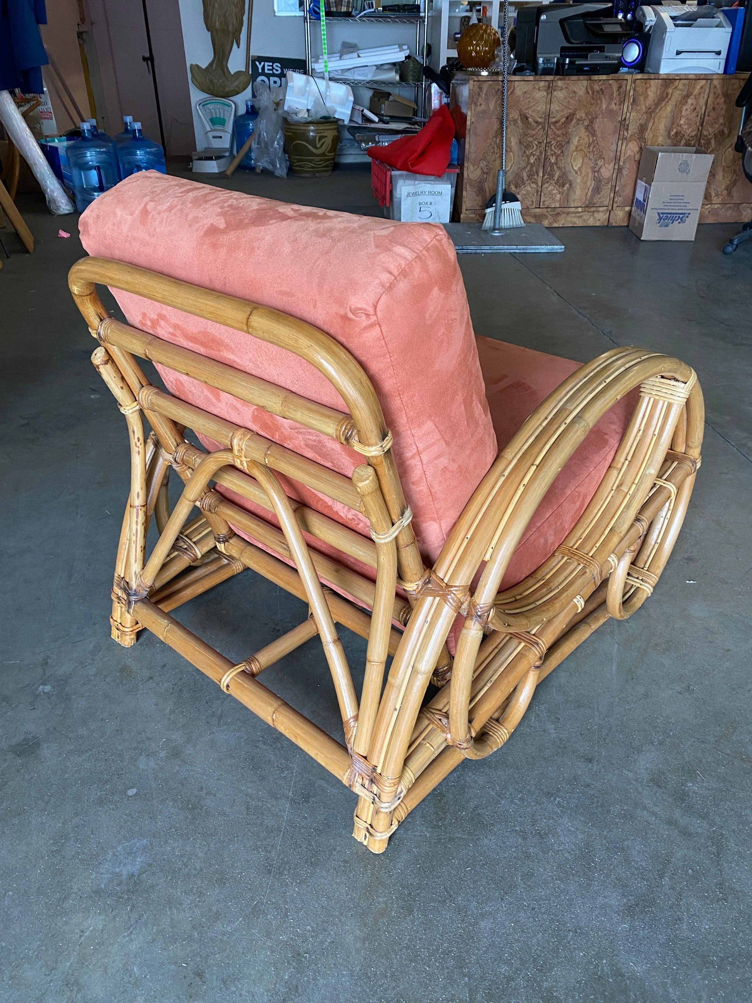 Restored 3-Strand Rattan Scrolling Pretzel Lounge Chair & Sofa Living Room Set 12