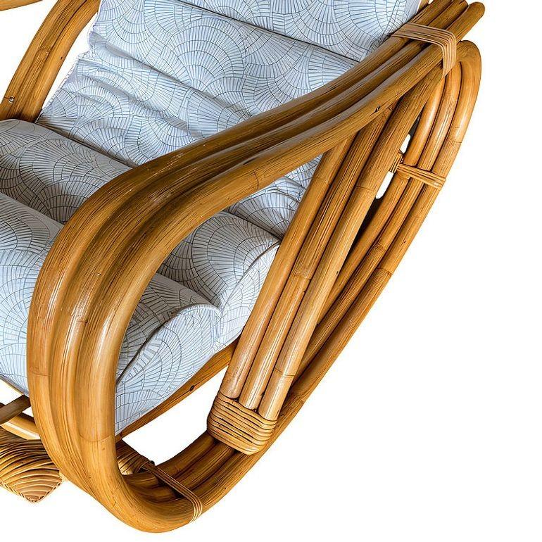 Rattan Sedia a dondolo in rattan Reverese Pretzel restaurata a 3 fili in vendita