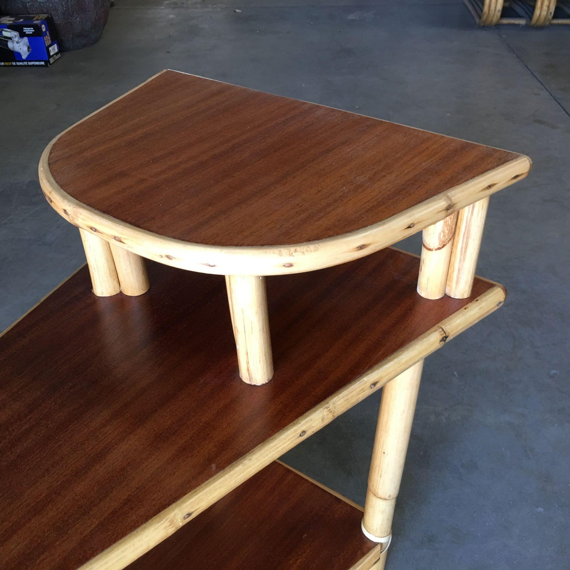 Restored 3-Tier Wedge Side Table w/Mahogany Tops For Sale 3