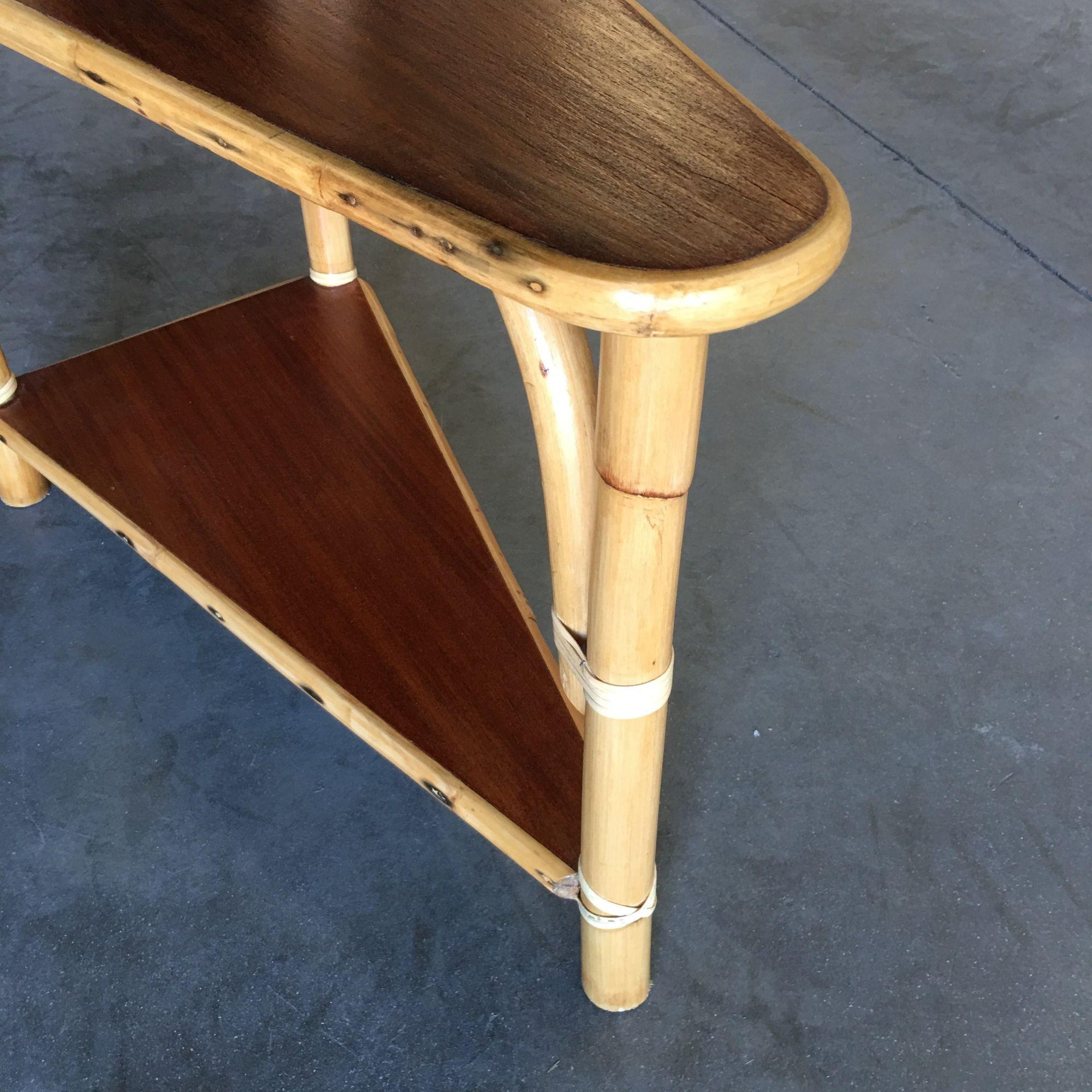 Restored 3-Tier Wedge Side Table w/Mahogany Tops For Sale 1