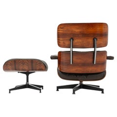 Restored 3rd Gen Eames Lounge Chair and Ottoman in Original Chocolate Leather