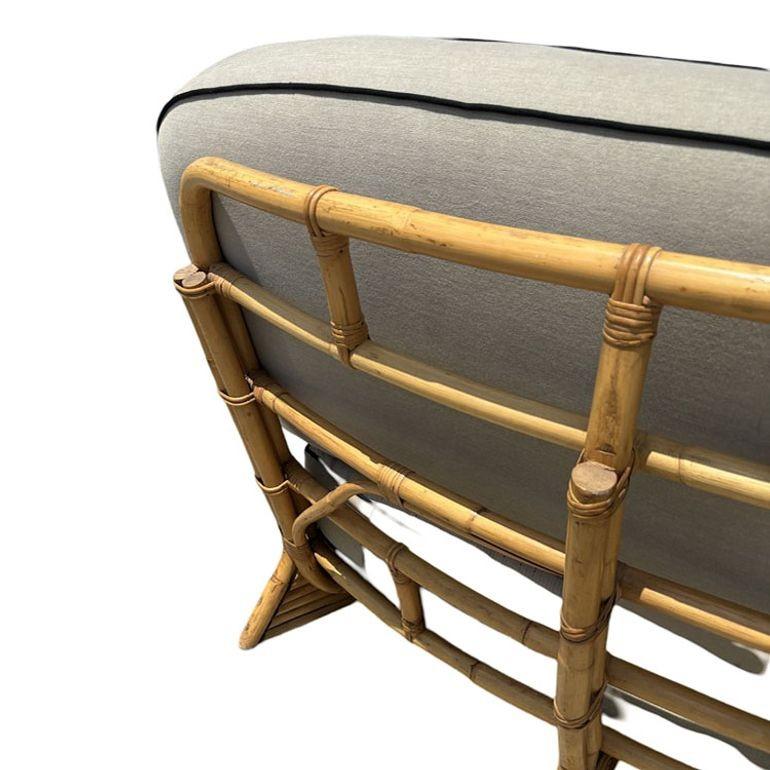 Restored 4 Person Curved Stacked Rattan Sectional Sofa For Sale 4