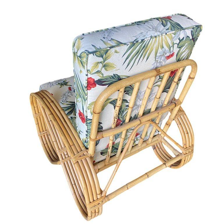 Restored 4-Strand 3/4 Pretzel Rattan Settee, Lounge Chair Livingroom Set For Sale 4