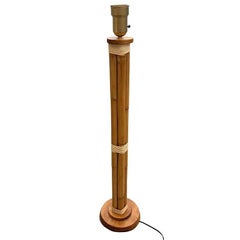 Restored 4-Strand Art Deco Rattan Floor Lamp W/ Stepped Base