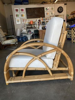 Restored 4-Strand "Half Moon" Rattan Lounge Chair