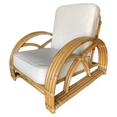 Retro Restored 4-Strand "Half Moon" Rattan Lounge Chair