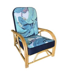 Restored "40s Transition" 2-Strand Adjustable Back Rattan Lounge Chair, Pair