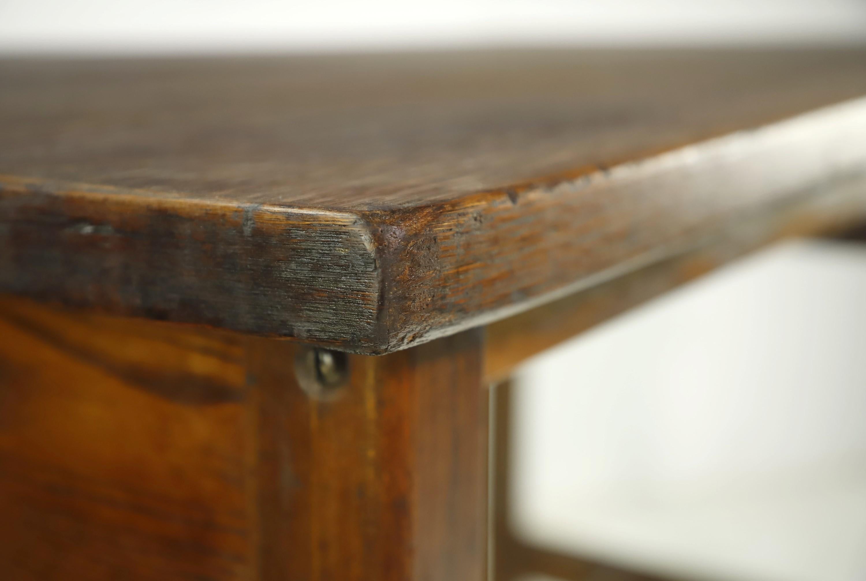 Restored Hamilton Counter Height Oak Work Table 7