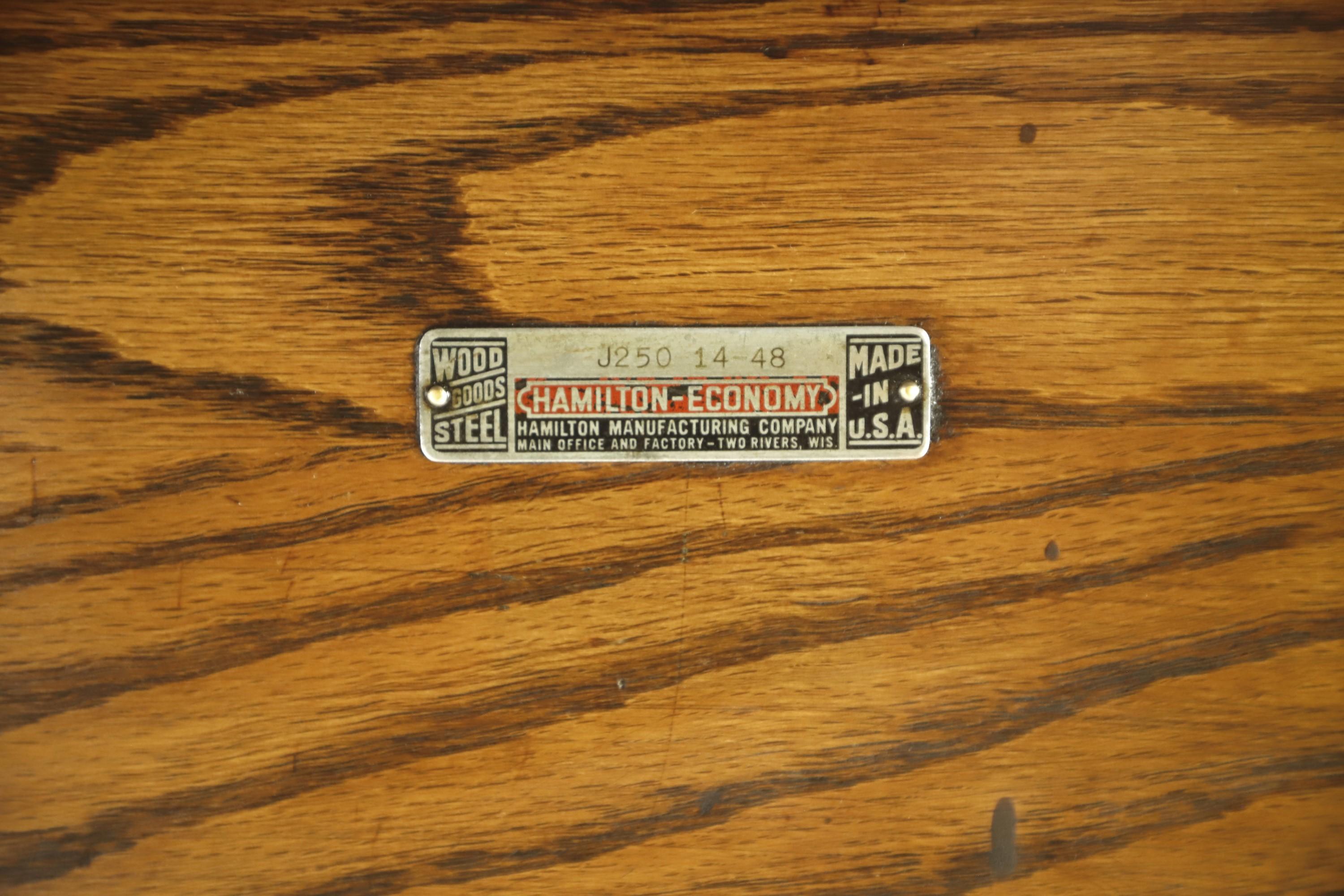 Restored Hamilton Counter Height Oak Work Table 10