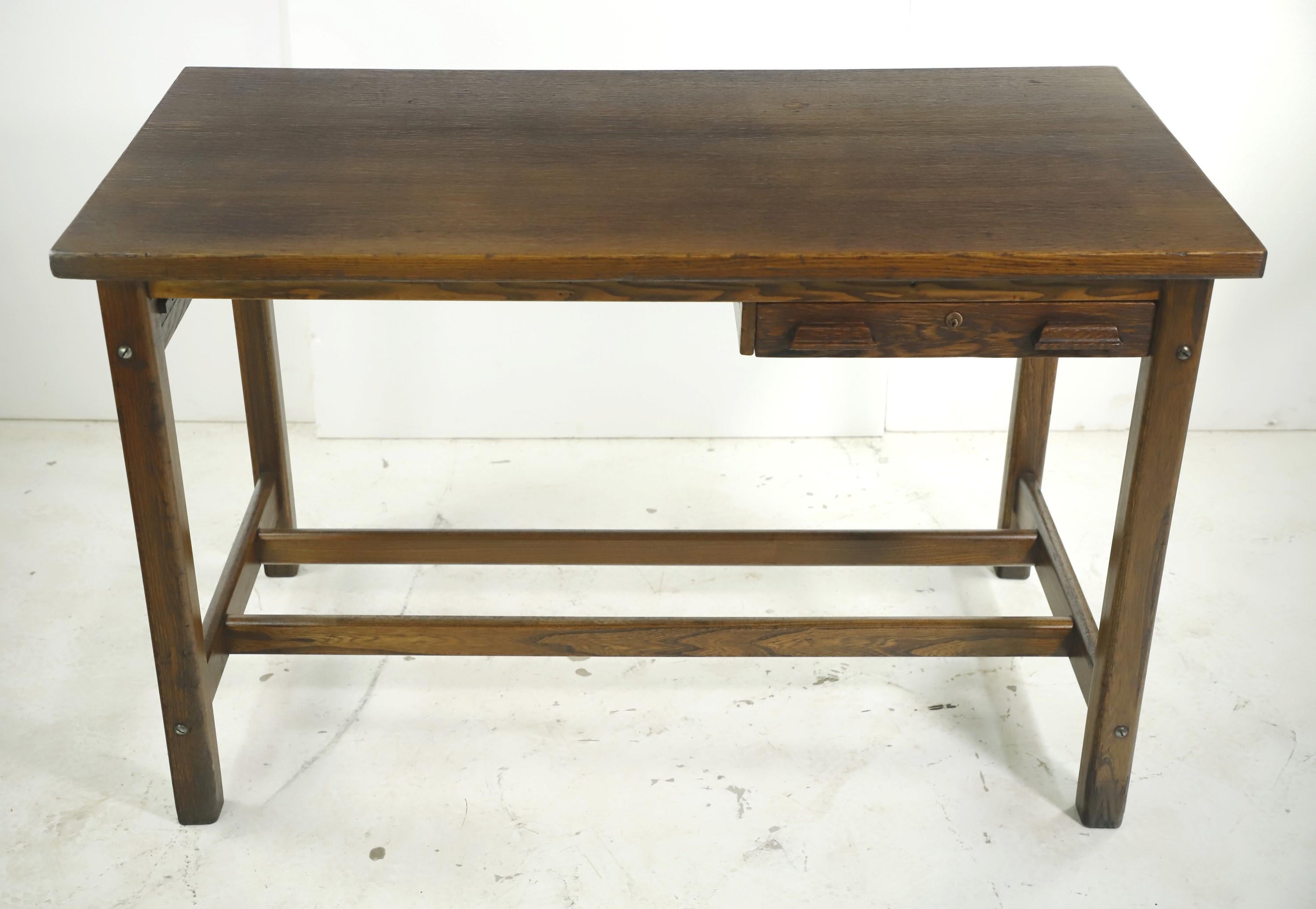 Industrial Restored Hamilton Counter Height Oak Work Table