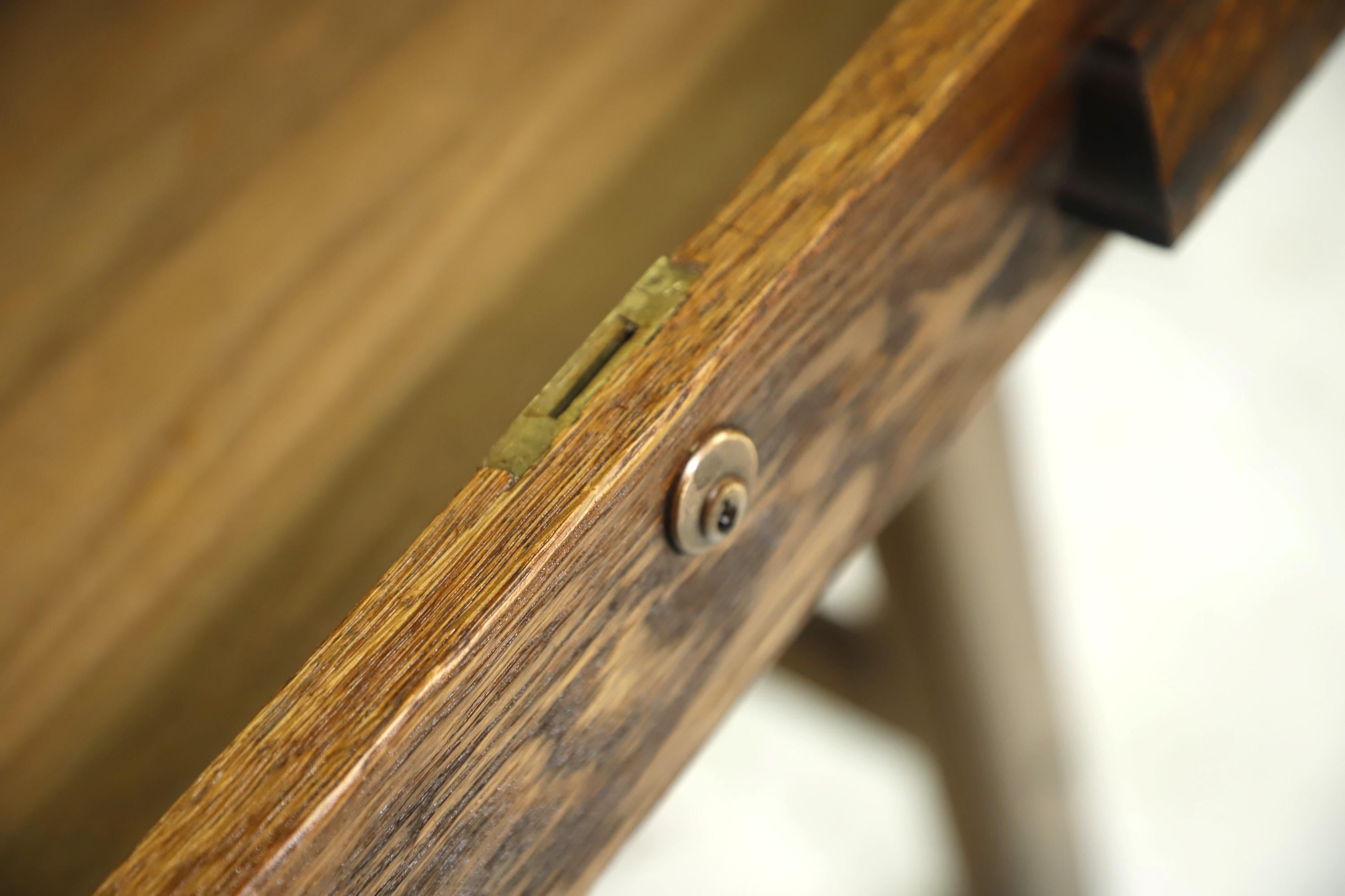 Restored Hamilton Counter Height Oak Work Table In Good Condition In New York, NY