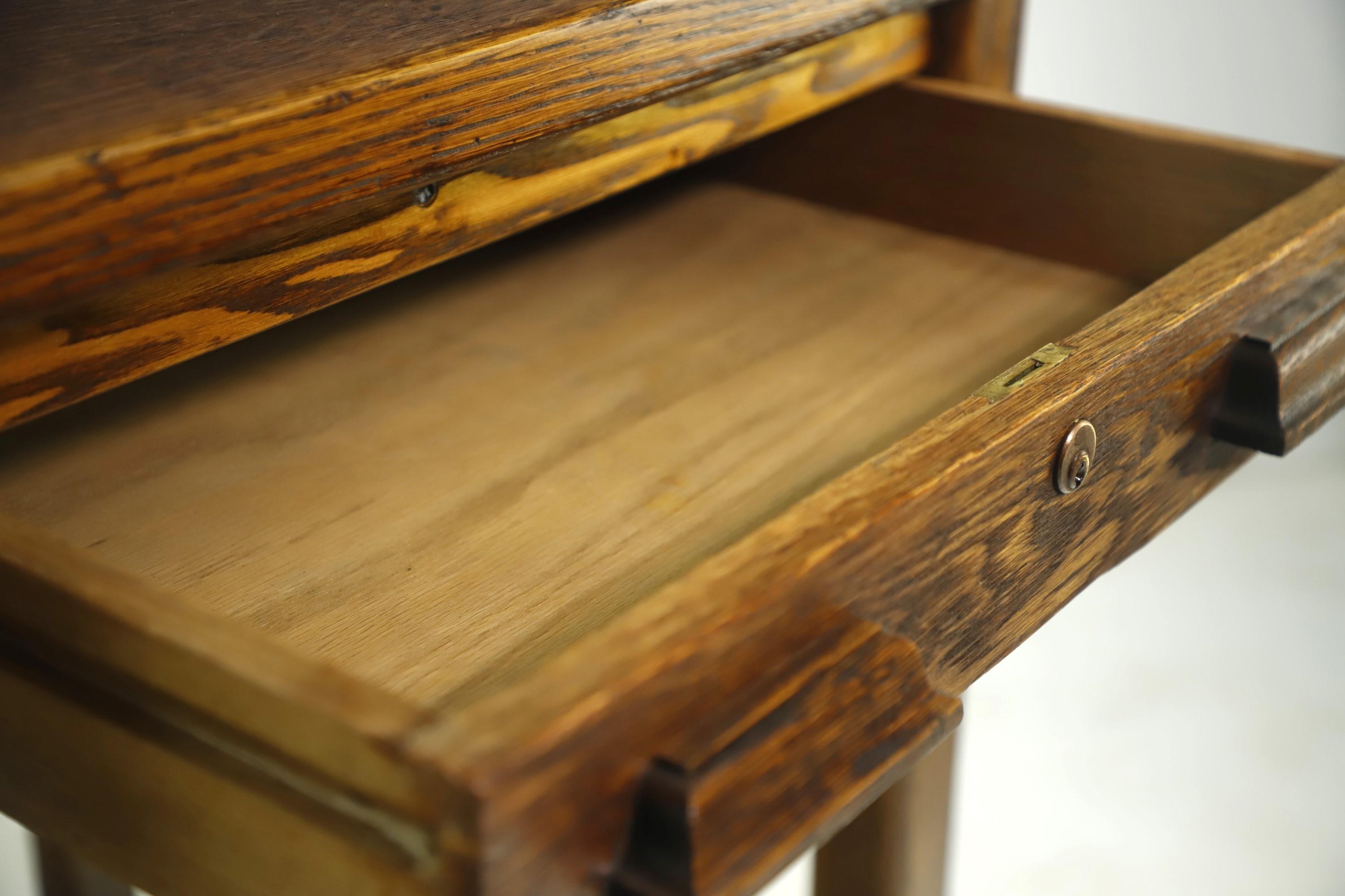 Restored Hamilton Counter Height Oak Work Table 1