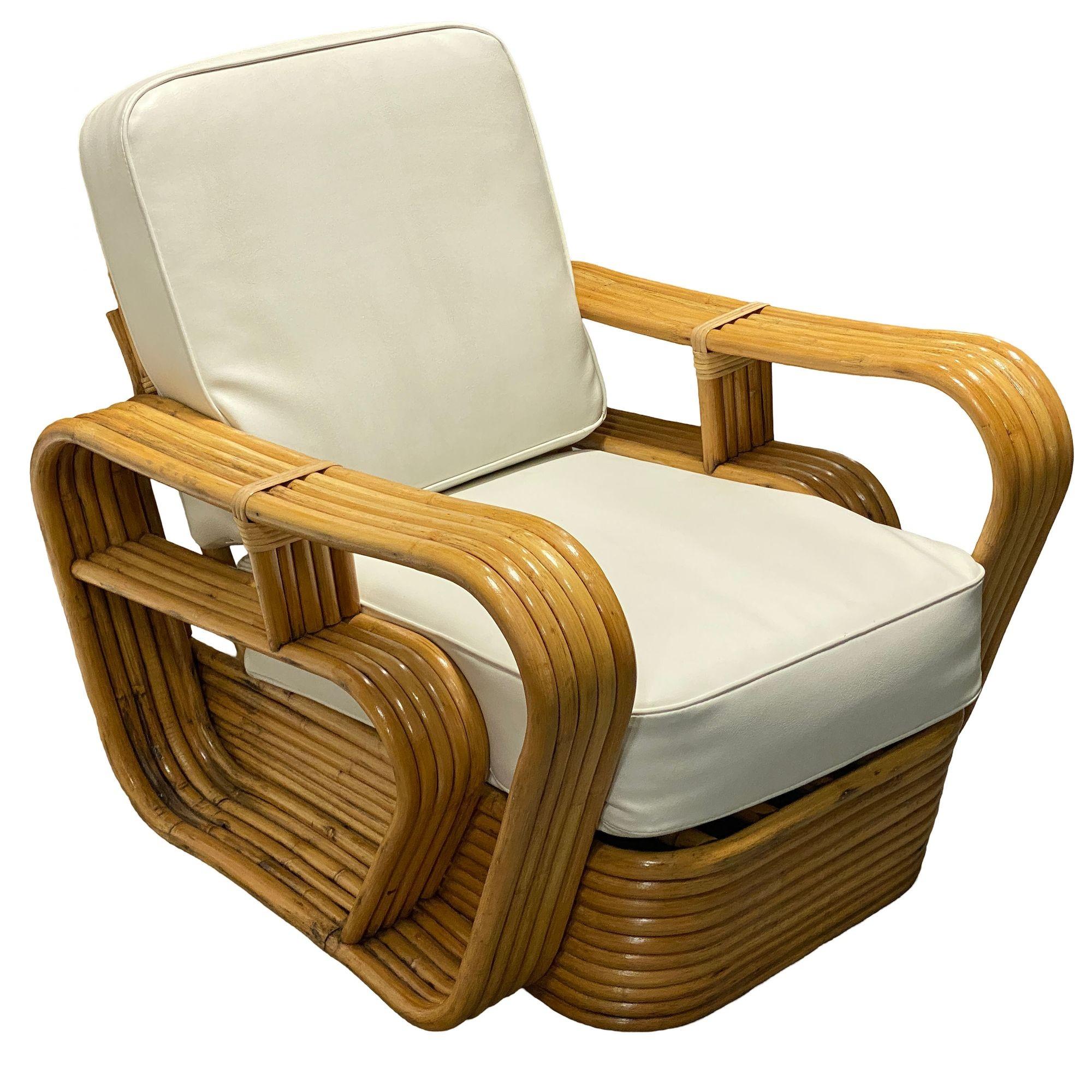 Restauriertes 5-strängiges Rattan-Wohnzimmer-Set „Double-Speed“-Sofa und Loungesessel mit Armlehne und Loungesessel im Angebot 4