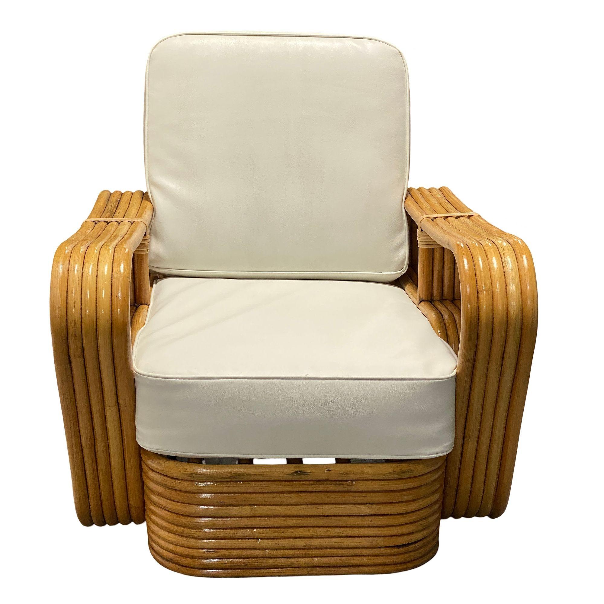 Restauriertes 5-strängiges Rattan-Wohnzimmer-Set „Double-Speed“-Sofa und Loungesessel mit Armlehne und Loungesessel im Angebot 5