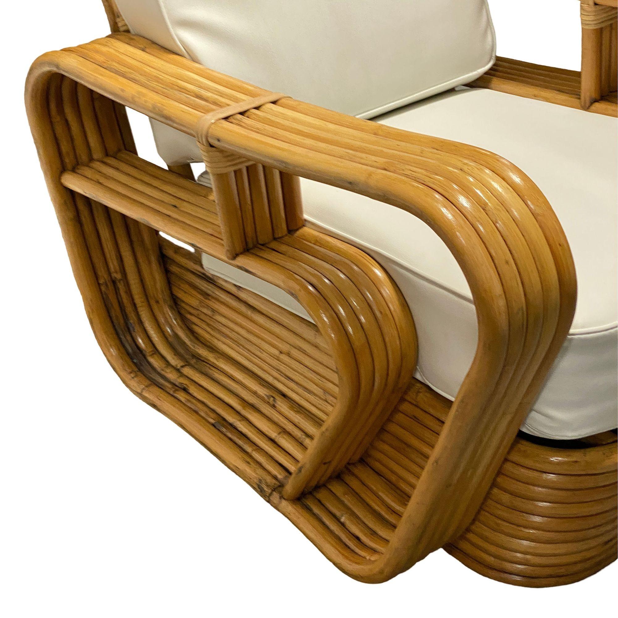 Restauriertes 5-strängiges Rattan-Wohnzimmer-Set „Double-Speed“-Sofa und Loungesessel mit Armlehne und Loungesessel im Angebot 9