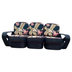 Restored 6 Strand Black Ash Table, Sofa, Lounge Chair Livingroom Set