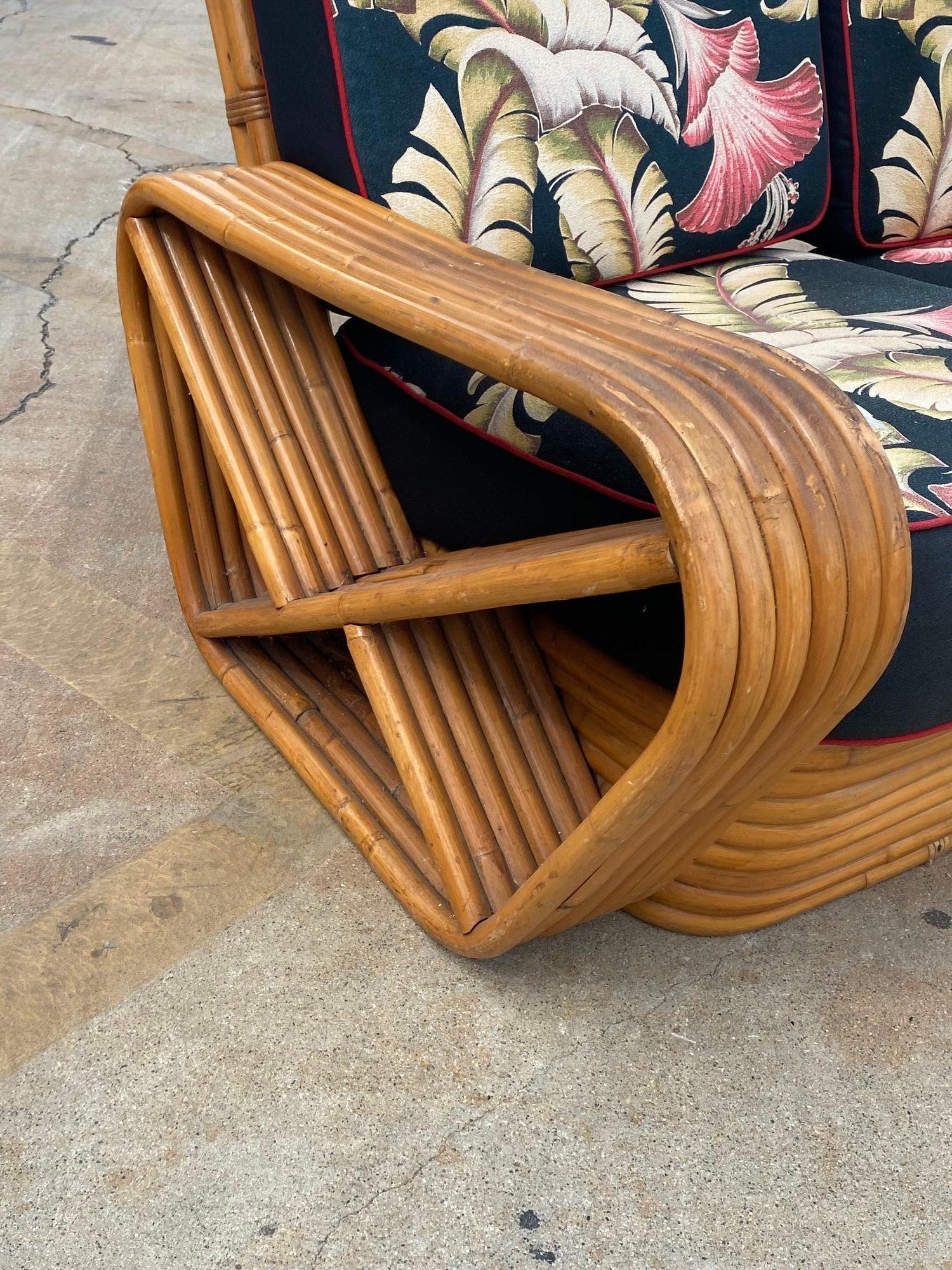 Restauriertes 6-strängiges Sofa, Tisch und Stuhl im Paul Frankl-Stil im Angebot 6