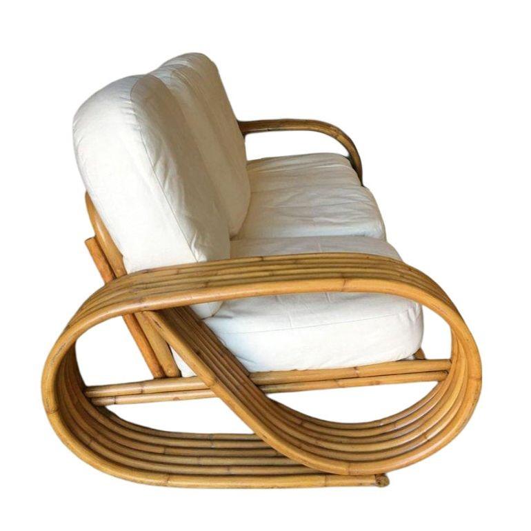 Restauriertes 6-strangiges 3-sitziges „Speed“-Sofa mit gewölbtem Sockel (Eloxiert) im Angebot