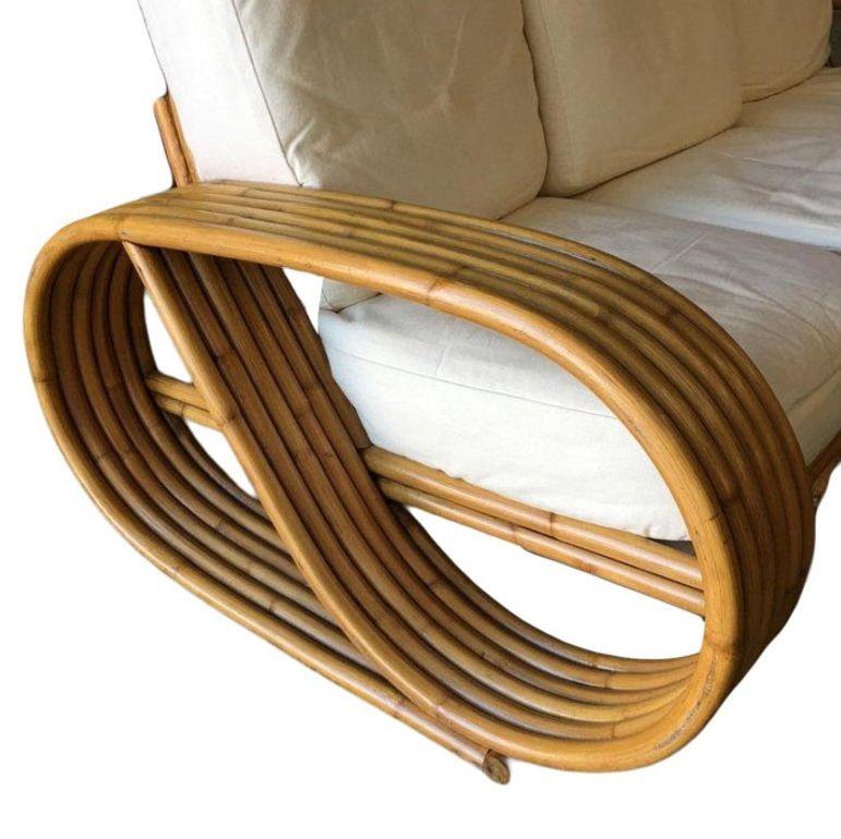 Restauriertes 6-strangiges 3-sitziges „Speed“-Sofa mit gewölbtem Sockel im Zustand „Hervorragend“ im Angebot in Van Nuys, CA