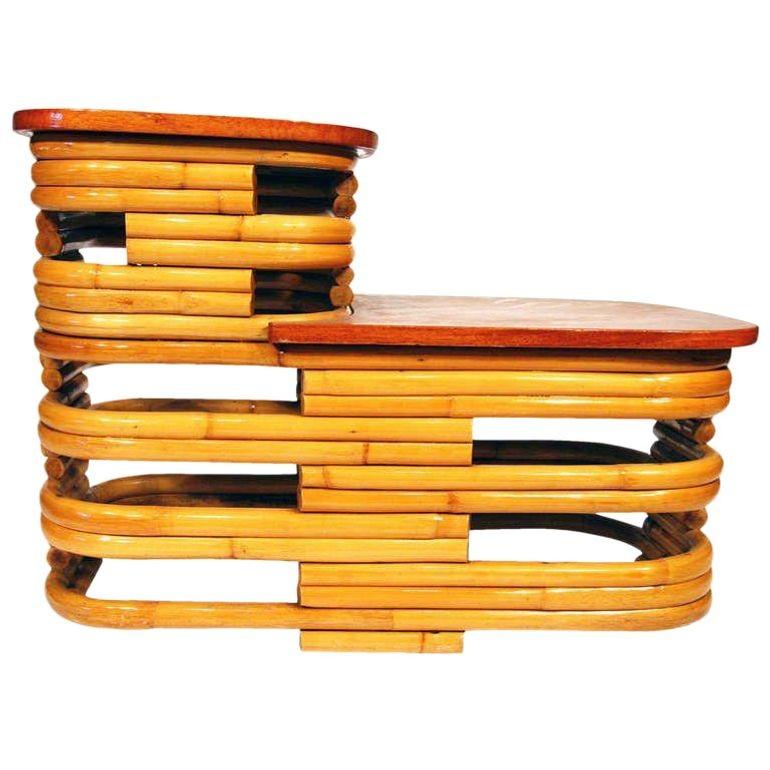 Sedia da salotto in rattan Pretzel quadrata restaurata a 6 fili, set di divani per il soggiorno In condizioni buone in vendita a Van Nuys, CA