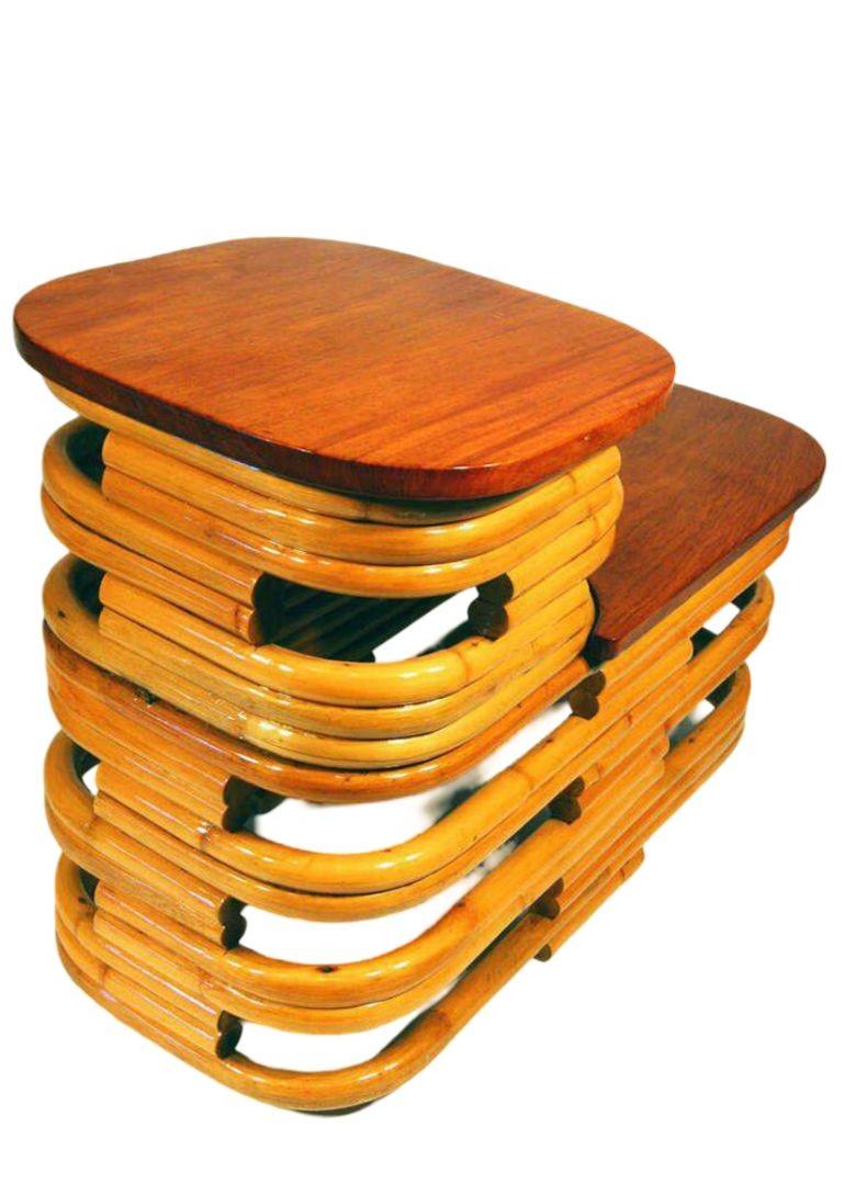 Sedia da salotto in rattan Pretzel quadrata restaurata a 6 fili, set di divani per il soggiorno in vendita 3