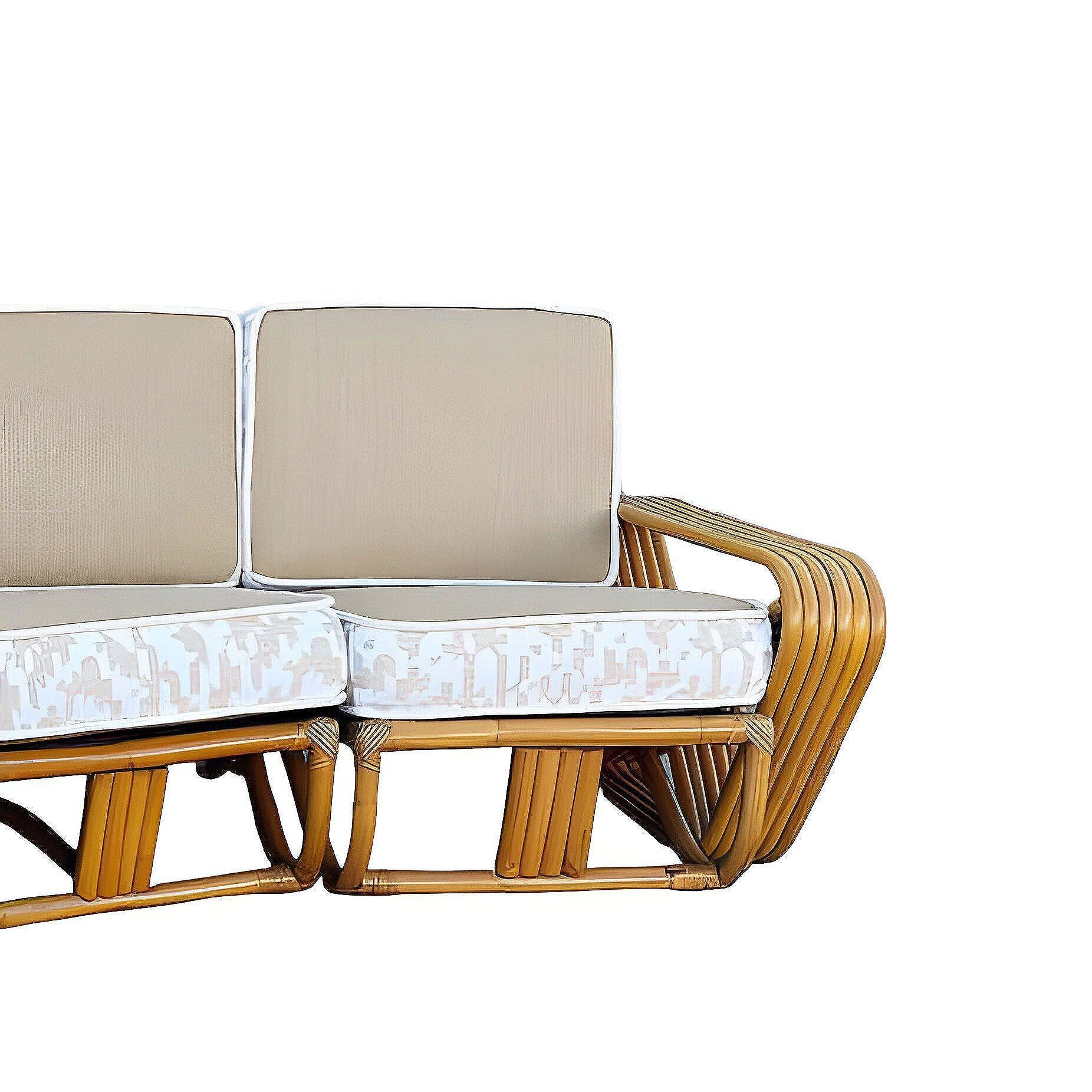 Restored 6-Strand Square Pretzel Rattan Corner Sectional Sofa en vente 2