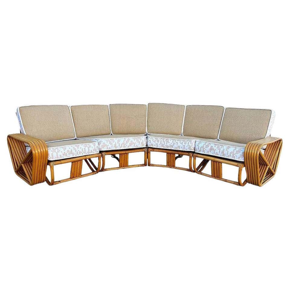 Restored Frankl Style Rattan Six Strand Square Pretzel 3-seat Sofa For ...