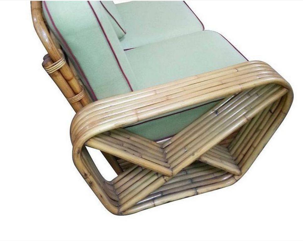 Restauriertes 6-strangiges quadratisches Rattan-Sofa mit vier Sitzen von Paul Frankl im Angebot 4