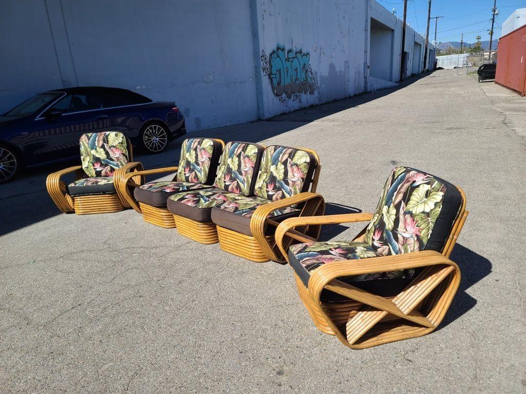 Ficks Reed Restored 6-Strand Rattan Lounge Chair, Sofa Livingroom Set For Sale 6