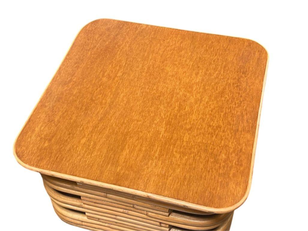 Sedia da salotto in rattan Pretzel quadrata restaurata a 6 fili, set di divani per il soggiorno in vendita 7
