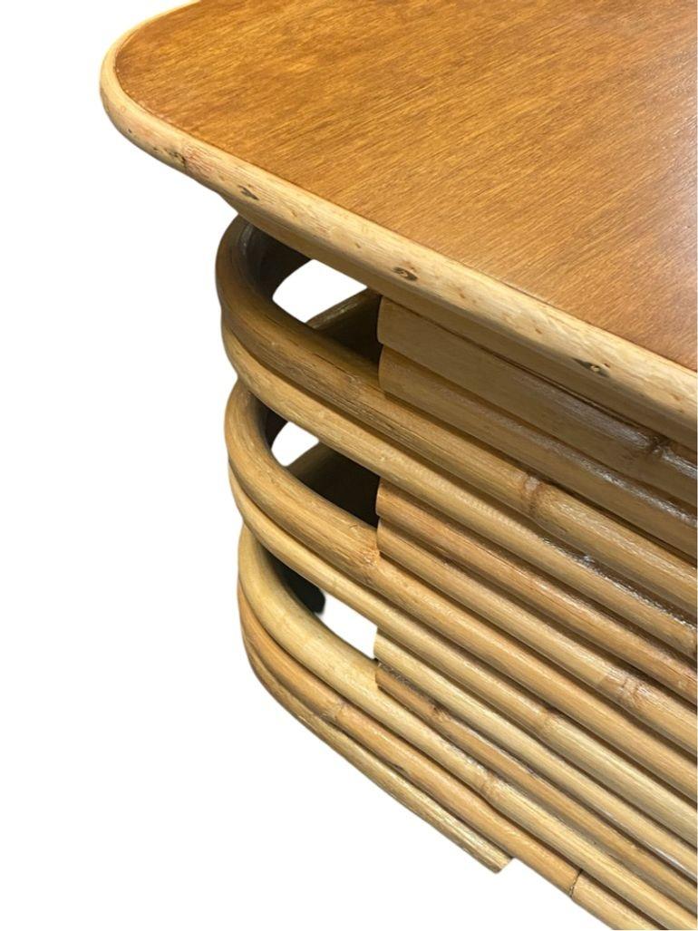 Sedia da salotto in rattan Pretzel quadrata restaurata a 6 fili, set di divani per il soggiorno in vendita 8