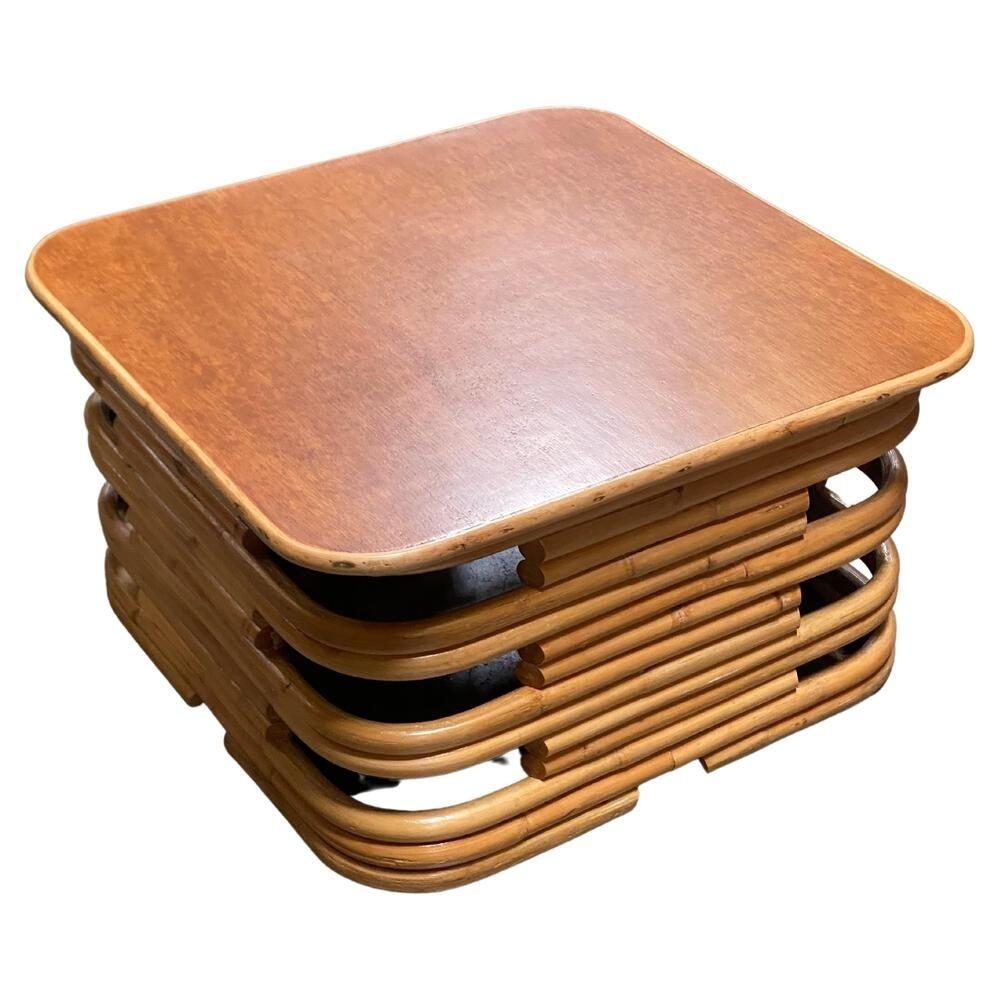 Americano Sedia da salotto in rattan Pretzel quadrata restaurata a 6 fili, set di divani per il soggiorno in vendita