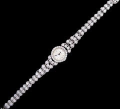 RESTORED 7.00CT DIAMOND & PLATINUM JAEGER LECOULTRE RENDEZ VOUS LADiES WATCH