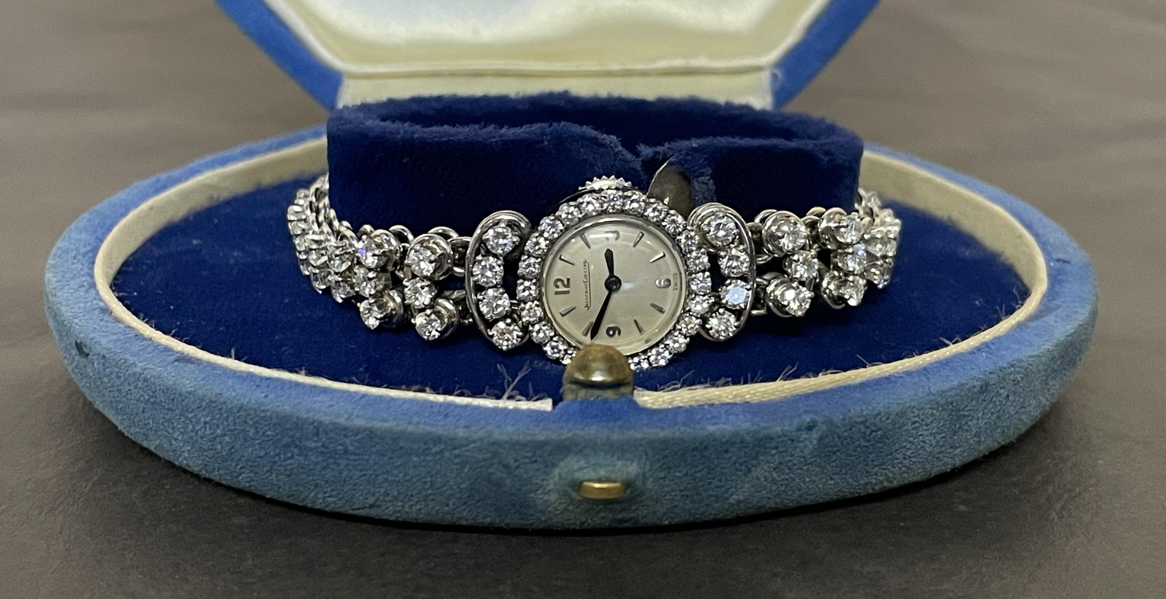 Brilliant Cut RESTORED 7.00CT DIAMOND & PLATINUM JAEGER LECOULTRE RENDEZ VOUS LADiES WATCH For Sale