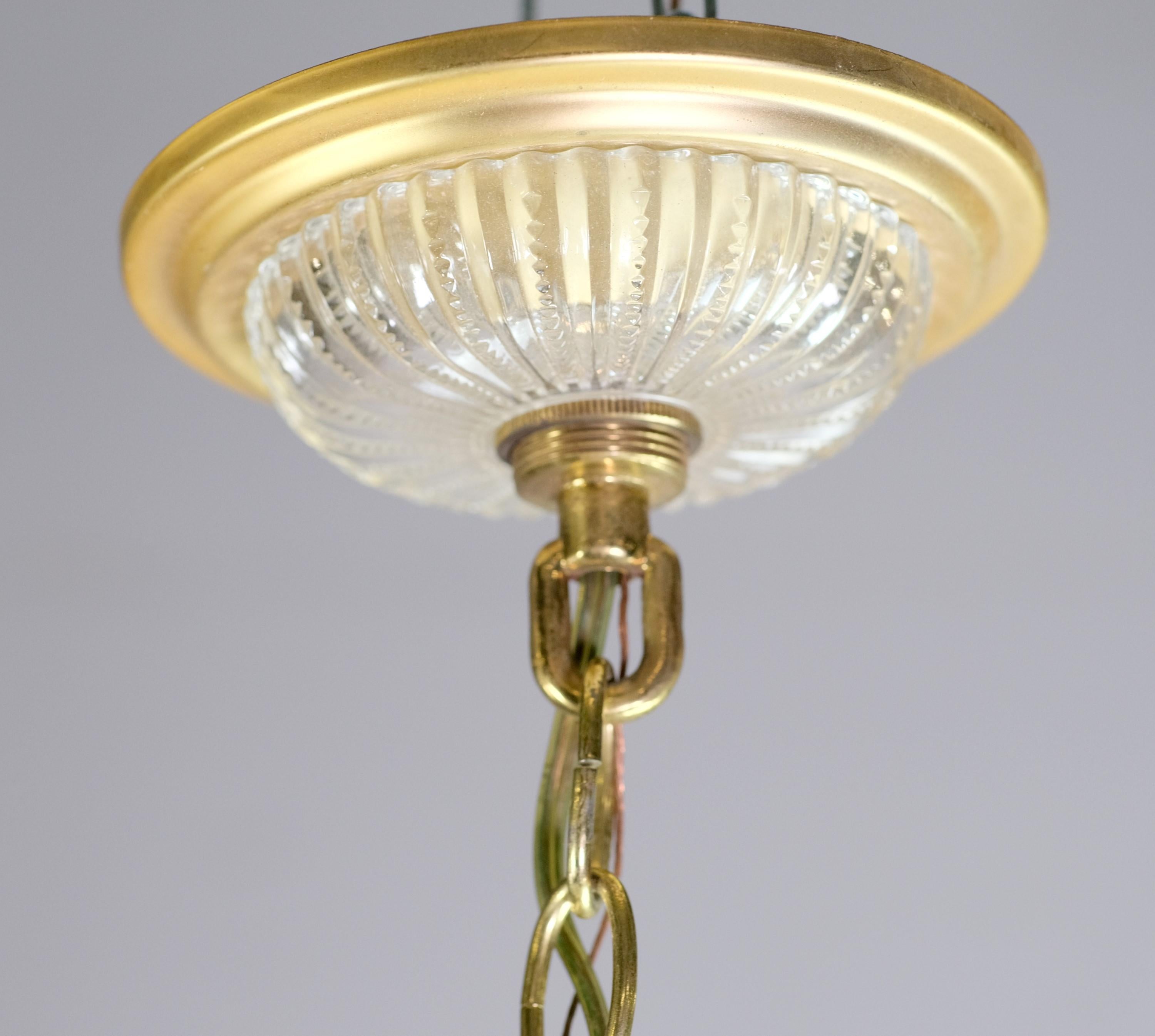 Restored 8 Arm Crystal and Gilt Chandelier For Sale 5