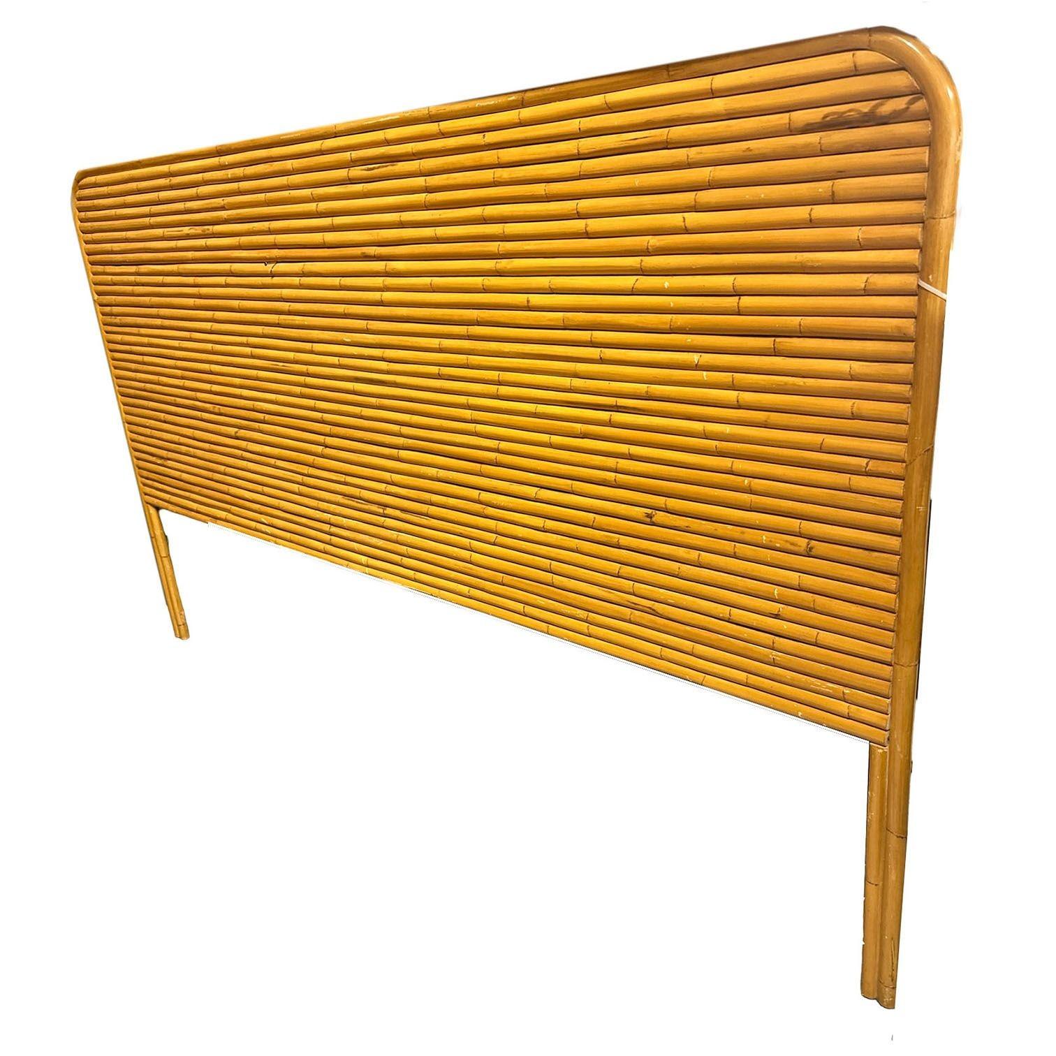 Mid-Century Modern Tête de lit en rotin empilé du milieu du siècle, large de 85